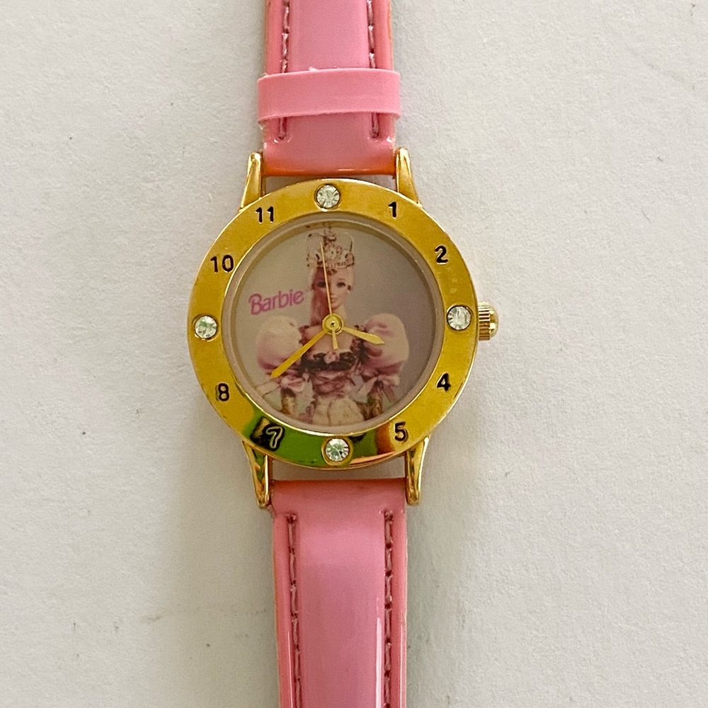 Vintage 1997 Barbie Mattel Pink Watch with Crystals from Avon for Kids